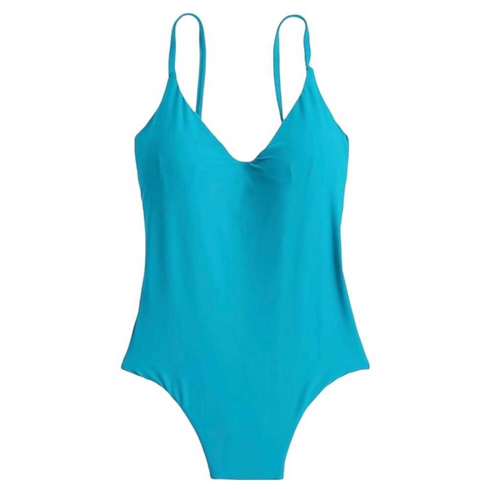 J. Crew Teal Rounded V Neck One Piece Swimsuit 10